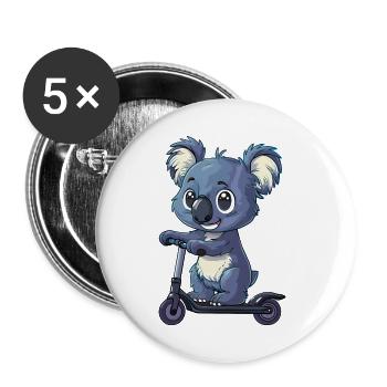 Trottinette Koala - Lot de 5 petits badges (25 mm) - blanc - Devant