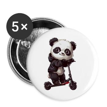 Trottinette Panda - Lot de 5 petits badges (25 mm) - blanc - Devant