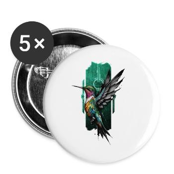Joyau planant : Colibri gracieux en vol - Lot de 5 petits badges (25 mm) - blanc - Devant