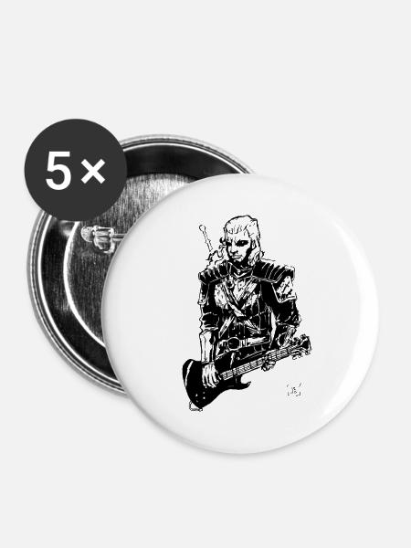 ROCK N ROLL - Buttons klein 25 mm (5er Pack) - Weiß