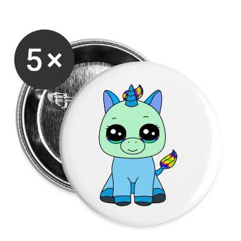 Kleines Einhorn - Buttons klein 25 mm (5er Pack) - Weiß - Vorne