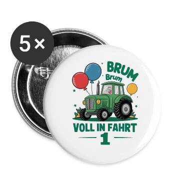 Cool Tractor 1st Birthday: Best Selling Gift! - Buttons small 1''/25 mm (5-pack) - white - Front