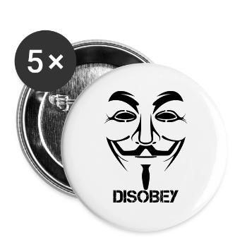 Disobey Anonymous - Buttons klein 25 mm (5er Pack) - Weiß - Vorne