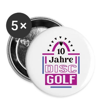 10 Jahre Discgolf Jubiläum Discgolfspielerin - Buttons klein 25 mm (5er Pack) - Weiß - Vorne