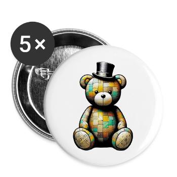 Teddy Bear Teddy Bear Top Hat - Buttons small 1''/25 mm (5-pack) - white - Front