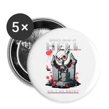 Kawaii Tier Skelett - Buttons klein 25 mm (5er Pack) - Weiß - Vorne