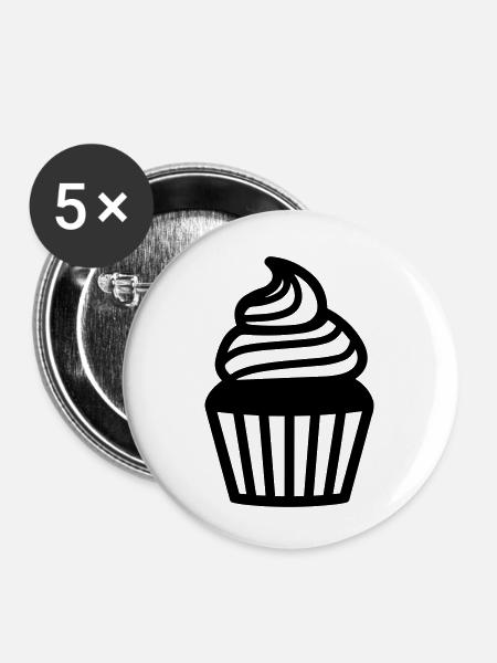 Cupcake - Buttons klein 25 mm (5er Pack) - Weiß