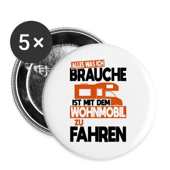 Tout ce dont j’ai besoin, c’est de conduire un camping-car - Lot de 5 petits badges (25 mm) - blanc - Devant