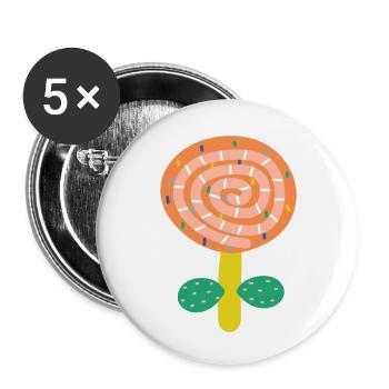 Kleine rote Blume - Buttons klein 25 mm (5er Pack) - Weiß - Vorne