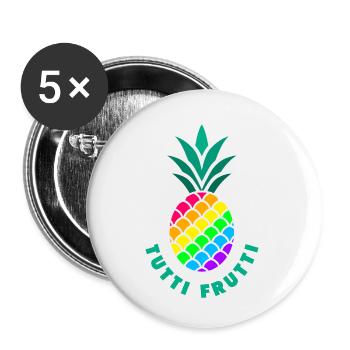 Pride / LGBTQ / Pineapple / Tutti Frutti - Buttons small 1''/25 mm (5-pack) - white - Front