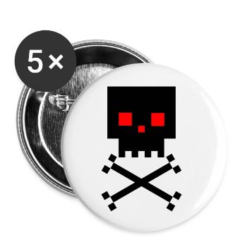 Quadratischer Kopf - Buttons klein 25 mm (5er Pack) - Weiß - Vorne