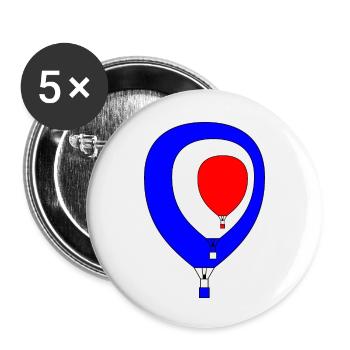 3 Heissluftballone ineinander blau-weiss-rot - Buttons klein 25 mm (5er Pack) - Weiß - Vorne