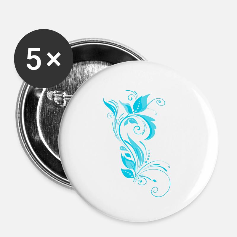 Blue ornamental pattern - Buttons small 1''/25 mm (5-pack) - white