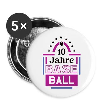 10 Jahre Baseball Jubiläum Baseballspielerin - Buttons klein 25 mm (5er Pack) - Weiß - Vorne