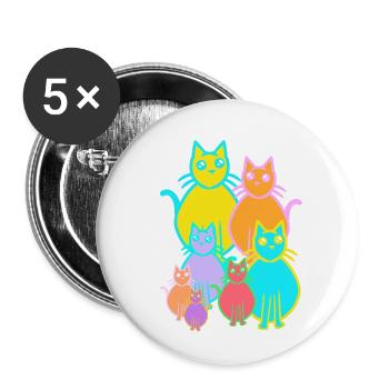 années 80 des années 90 chats chat famille enfants enfant - Lot de 5 petits badges (25 mm) - blanc - Devant