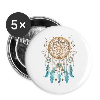 Traumfänger Esoterik Spiritualität Dream Catcher - Buttons klein 25 mm (5er Pack) - Weiß - Vorne