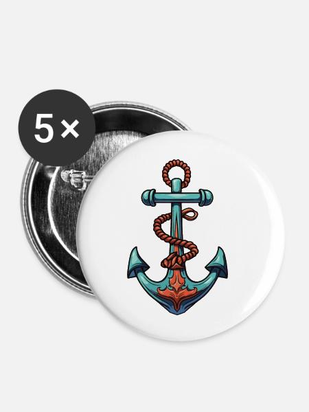 Anker Hafen - Buttons klein 25 mm (5er Pack) - Weiß