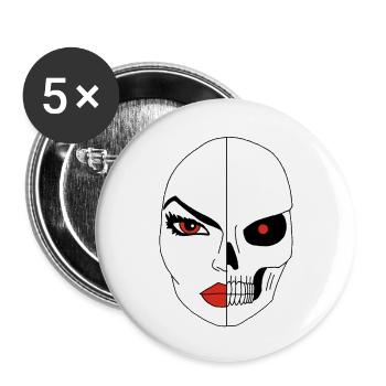 Le visage de la mort - Lot de 5 petits badges (25 mm) - blanc - Devant