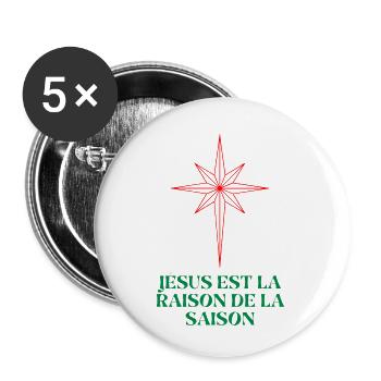Weihnachtsstern mit religiösem Zitat - Buttons klein 25 mm (5er Pack) - Weiß - Vorne