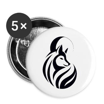 Wolf Tribal - Buttons klein 25 mm (5er Pack) - Weiß - Vorne