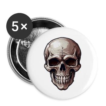 Crâne - Lot de 5 petits badges (25 mm) - blanc - Devant