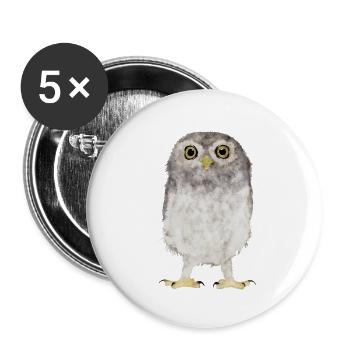 Eule - Buttons klein 25 mm (5er Pack) - Weiß - Vorne