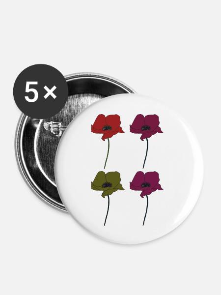 poppy 4fach - Buttons klein 25 mm (5er Pack) - Weiß