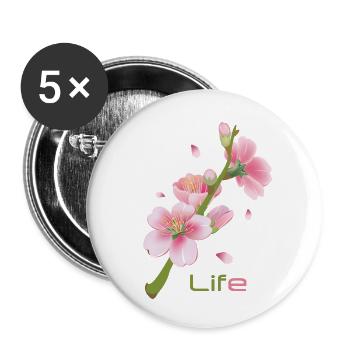 Kirschblüten Cherry Blossom Sakura - Life - Buttons small 1''/25 mm (5-pack) - white - Front