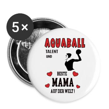 Aquaball Spielerin Mama Aquaballerin Mutter Frau - Buttons klein 25 mm (5er Pack) - Weiß - Vorne