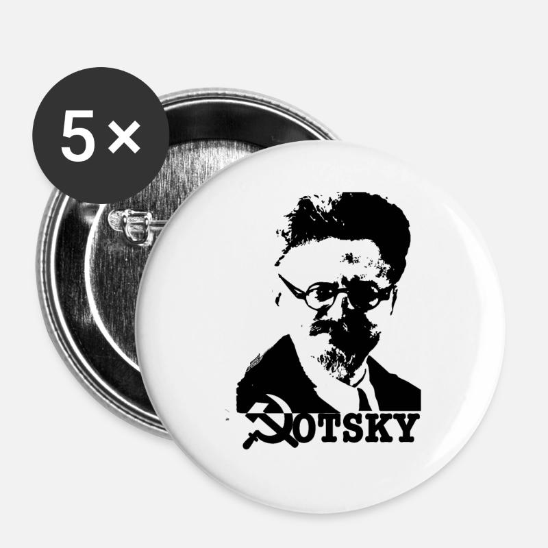 Leon Trotsky - Revolutionary Sticker - Buttons small 1''/25 mm (5-pack) - white