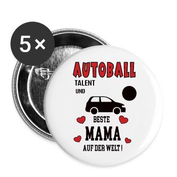 Autoball Spielerin Mama Autoballerin Mutter Frau - Buttons klein 25 mm (5er Pack) - Weiß - Vorne