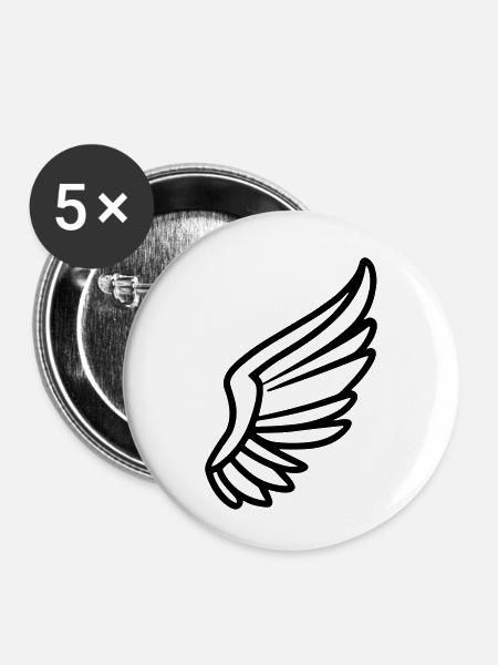 Engelsflügel - Buttons klein 25 mm (5er Pack) - Weiß