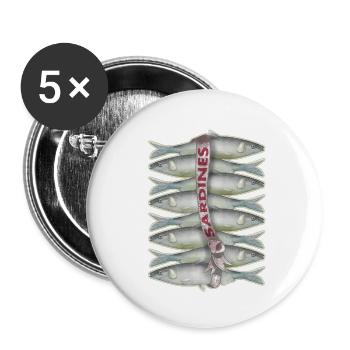 Sardines in a fish shop - Buttons small 1''/25 mm (5-pack) - white - Front