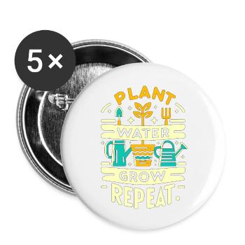Pflanze Wasser Wachsen Wiederholen - Buttons klein 25 mm (5er Pack) - Weiß - Vorne