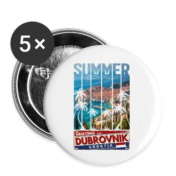 Croatia Kroatia travel summer croatia Dubrovnik - Buttons small 1''/25 mm (5-pack) - white - Front
