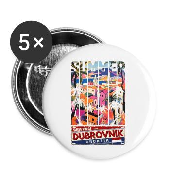 Croatia Kroatia travel summer croatia Dubrovnik - Buttons small 1''/25 mm (5-pack) - white - Front