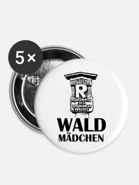 Wald Mädchen Rennsteig - Buttons klein 25 mm (5er Pack) - Weiß