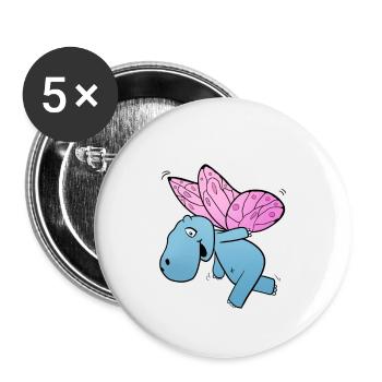 Nilpferd Schmetterling - Buttons klein 25 mm (5er Pack) - Weiß - Vorne