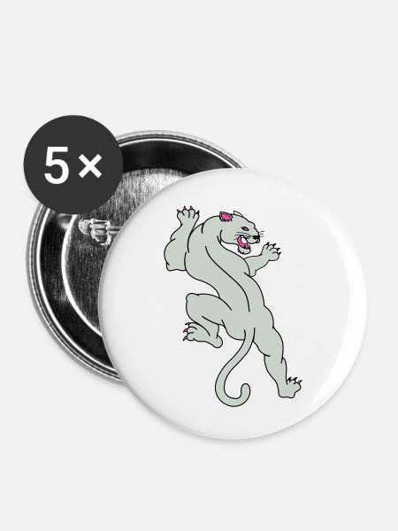 panther 02 - Buttons klein 25 mm (5er Pack) - Weiß