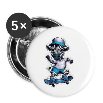 Zebra auf Skateboard Skater Skateboarding für - Buttons klein 25 mm (5er Pack) - Weiß - Vorne