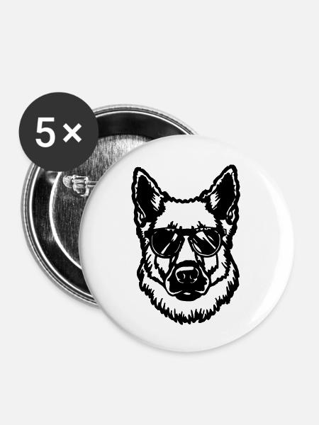 Schäferhund Hund Hundekopf - Buttons klein 25 mm (5er Pack) - Weiß