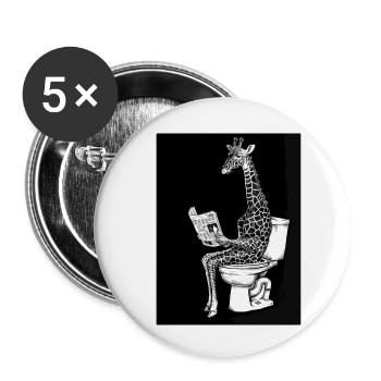 Lecteur de girafe détendu sur les toilettes - Lot de 5 petits badges (25 mm) - blanc - Devant