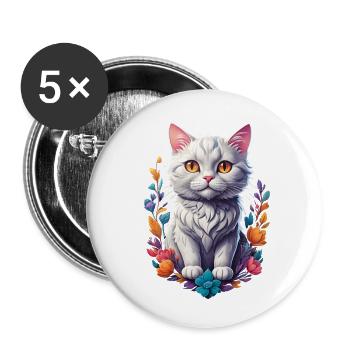 Kitten - Buttons small 1''/25 mm (5-pack) - white - Front