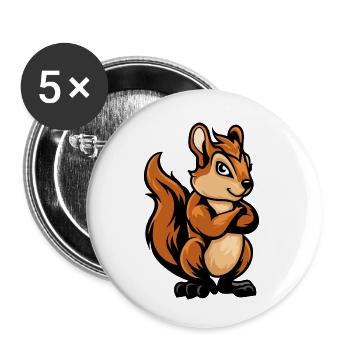 Eichhörnchen Comic - Buttons klein 25 mm (5er Pack) - Weiß - Vorne