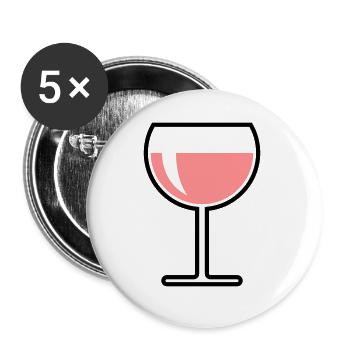 Roséweinglas Rund Zu (Roséwein / Wein / 2C) - Buttons klein 25 mm (5er Pack) - Weiß - Vorne