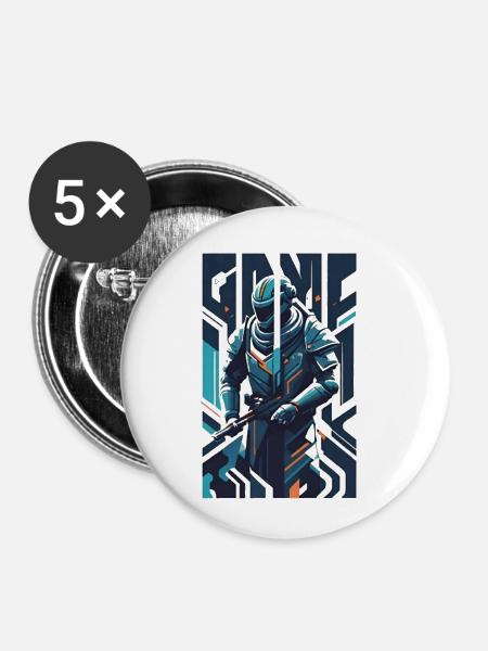 Cyber-Soldat - Buttons klein 25 mm (5er Pack) - Weiß