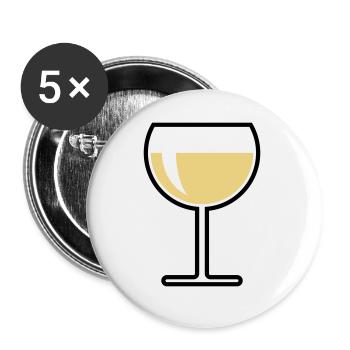 Weißweinglas Rund Zu (Weißwein / Wein / 2C) - Buttons klein 25 mm (5er Pack) - Weiß - Vorne