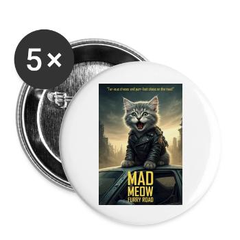 Funny Movie Poster - Mad Meow: Furry Road - Buttons small 1''/25 mm (5-pack) - white - Front