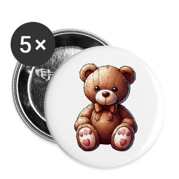 Orso Orsacchiotto Teddybär - Buttons klein 25 mm (5er Pack) - Weiß - Vorne