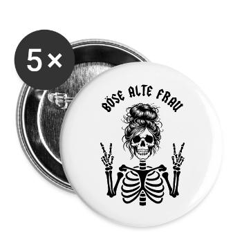 Böse alte Frau - Buttons klein 25 mm (5er Pack) - Weiß - Vorne